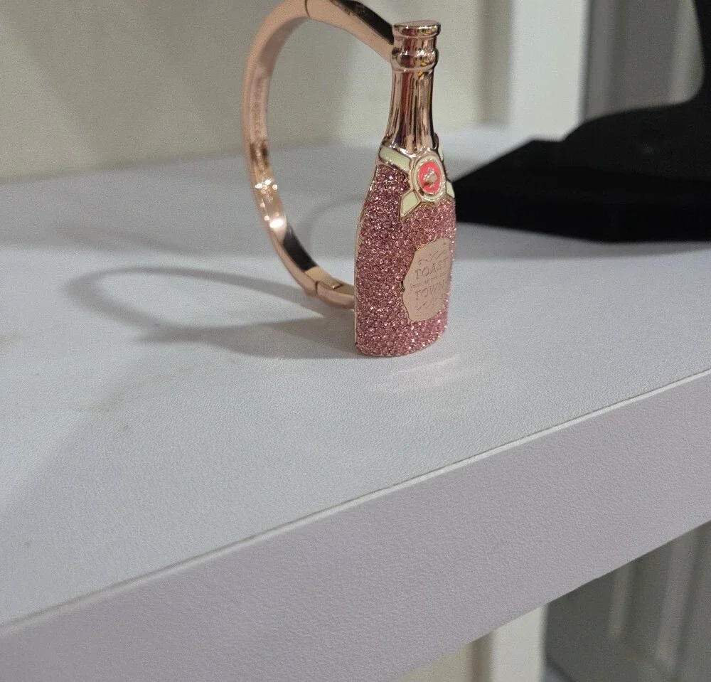 Kate Spade Rose Gold Champagne Bottle Pendant Necklace And Bracelet